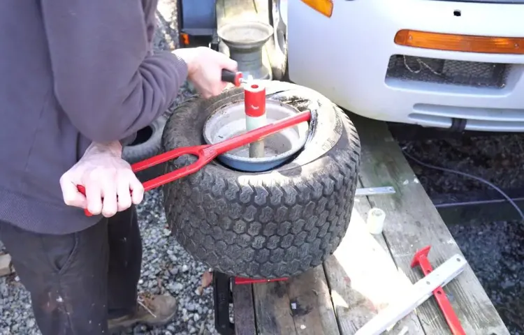how to change tire on riding lawn mower