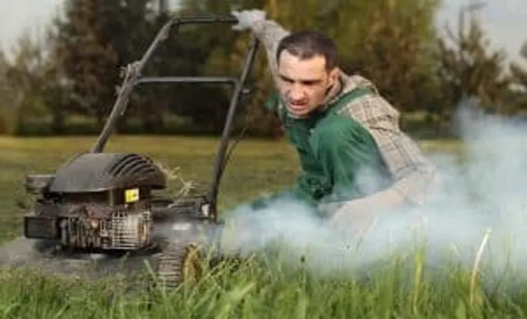 lawn mower smokes when starting