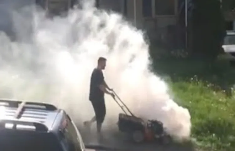 white smoke when starting lawn mower