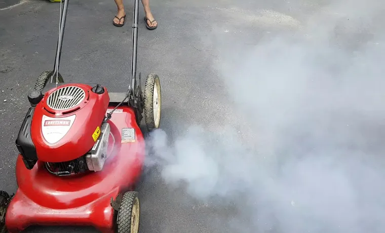 why does my lawn mower blow white smoke