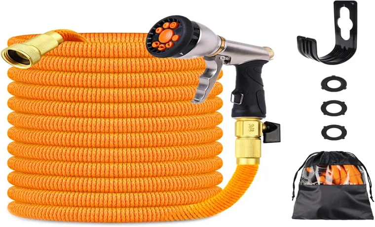 a bright orange garden hose