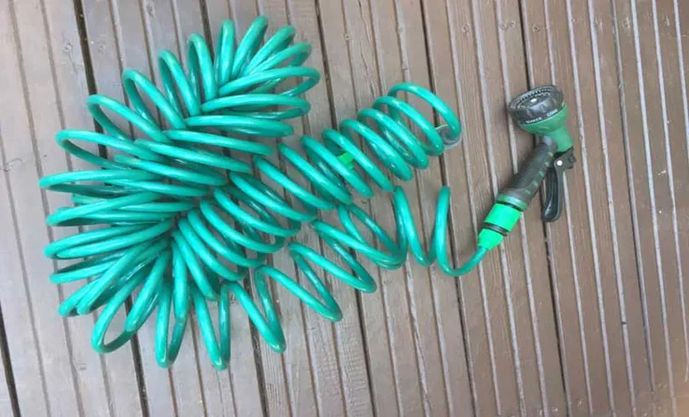 a garden hose might be coiled on a large one