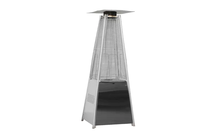 a stainless steel patio heater is a square pyramid